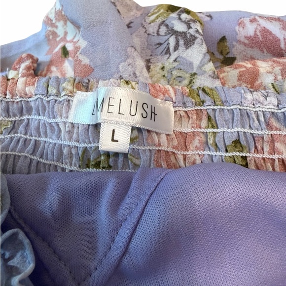 Limelush Purple Floral Tiered Boho Midi Dress Size Large - Picture 5 of 5